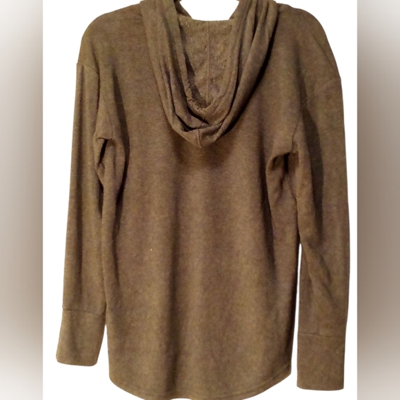 Jane & Delancey - Gray Hoodie, Long Sleeves, Buttons On Cuffs & Slits On Sides - Picture 9 of 12